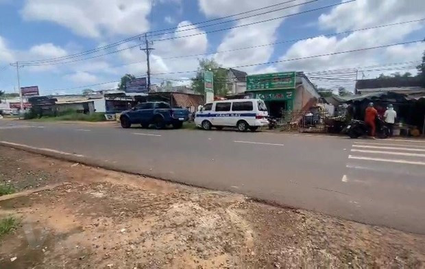 Đại lý phân phối sơn tại thị trấn Thanh Bình, huyện Bù Đốp - nơi xảy ra vụ việc. (Ảnh: Đậu Tất Thành/Vietnam+)