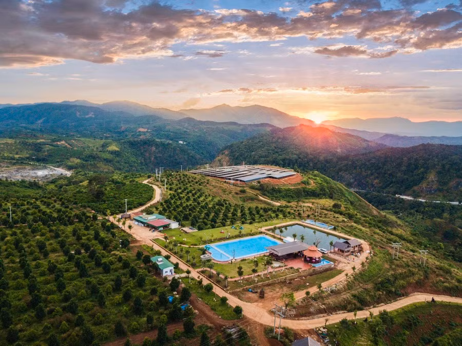 Farmstay Sâm Phát (thị trấn Ia Ly, Chư Păh) nhìn từ trên cao. Ảnh đơn vị cung cấp