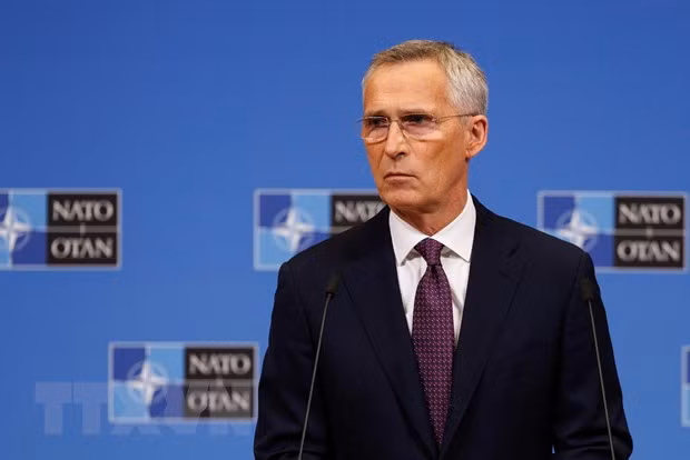 Tổng Thư ký NATO Jens Stoltenberg phát biểu tại cuộc họp báo ở Brussels, Bỉ ngày 14/6/2023. (Ảnh: AFP/TTXVN)