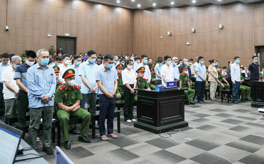 Các bị cáo tại phiên tòa