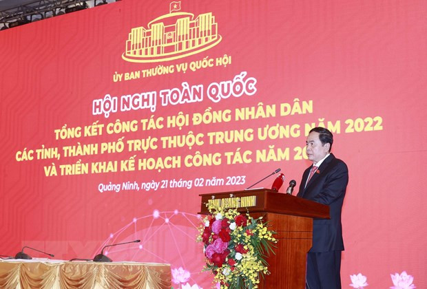 Phó Chủ tịch Thường trực Quốc hội Trần Thanh Mẫn phát biểu khai mạc hội nghị. (Ảnh: Doãn Tấn/TTXVN)