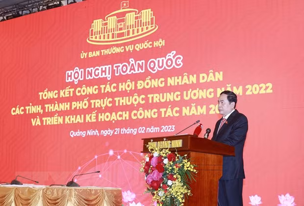 Phó Chủ tịch Thường trực Quốc hội Trần Thanh Mẫn phát biểu khai mạc hội nghị. (Ảnh: Doãn Tấn/TTXVN)