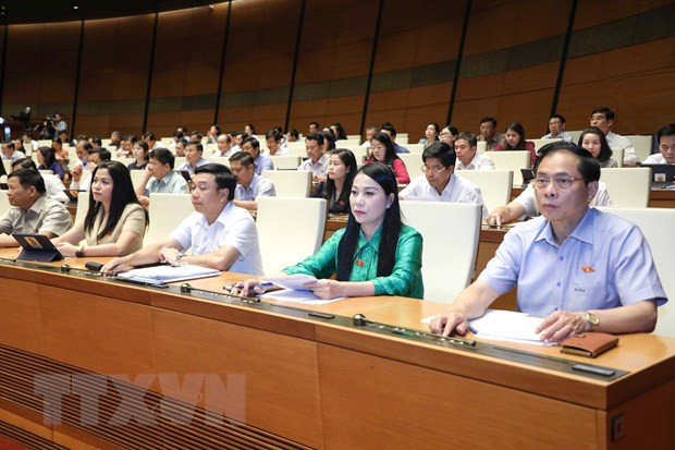 Đoàn đại biểu Quốc hội tỉnh Vĩnh Phúc biểu quyết thông qua Nghị quyết về phê chuẩn quyết toán ngân sách nhà nước năm 2021. (Ảnh: Doãn Tấn/TTXVN) Đoàn đại biểu Quốc hội tỉnh Vĩnh Phúc biểu quyết thông qua Nghị quyết về phê chuẩn quyết toán ngân sách nhà nước năm 2021. (Ảnh: Doãn Tấn/TTXVN)