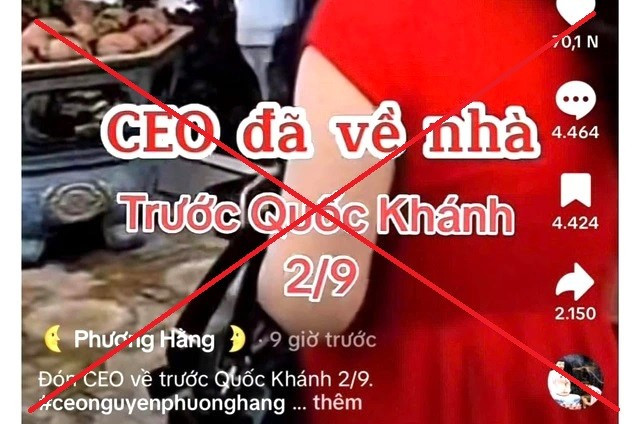 Thông tin bà Nguyễn Phương Hằng đã về nhà được lan truyền trên mạng xã hội là sai sự thật Thông tin bà Nguyễn Phương Hằng đã về nhà được lan truyền trên mạng xã hội là sai sự thật