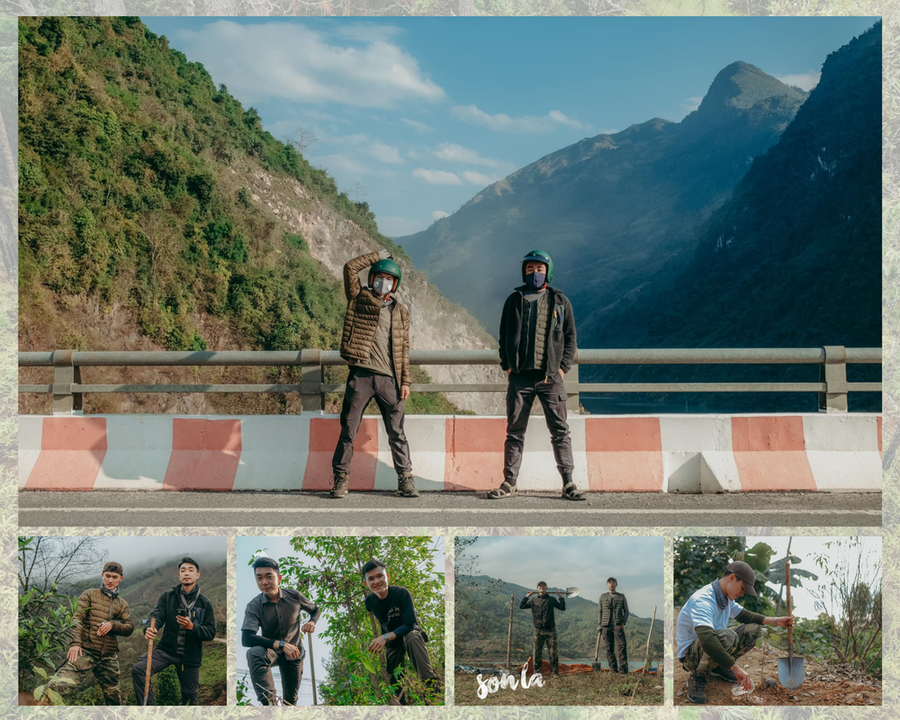 Tân và Tuấn trong chuyến hành trình du lịch kết hợp trồng cây xuyên Việt. (Ảnh: NVCC)