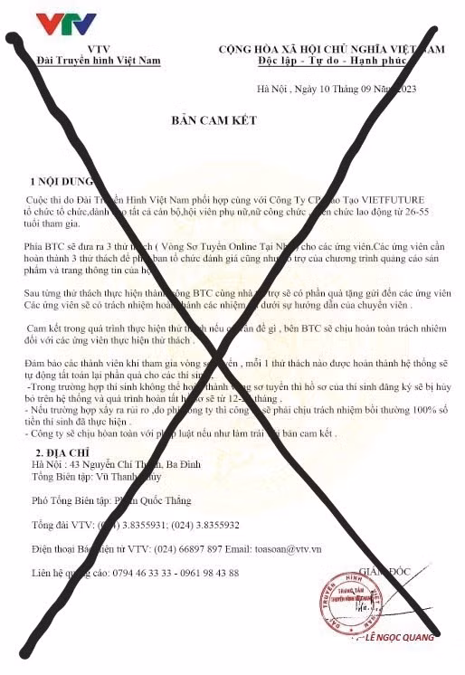 Các đối tượng làm giả văn bản của VTV.