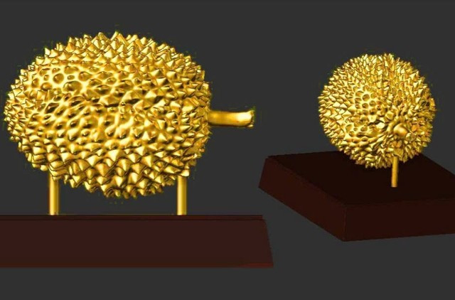 2 quả sầu riêng mạ vàng 24k