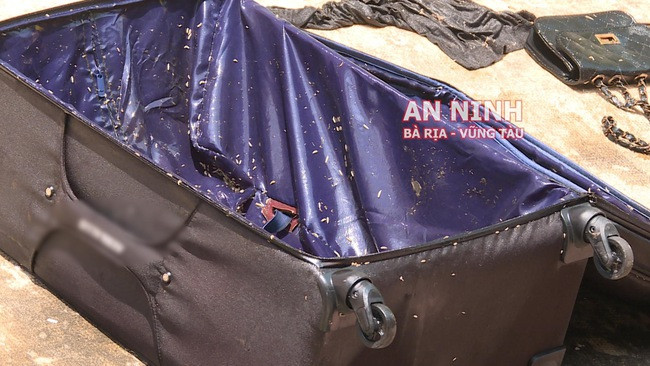 Vali chứa thi thể cô gái 21 tuổi được phát hiện trên Núi Nhỏ, TP Vũng Tàu. Ảnh: Công an Bà Rịa - Vũng Tàu.