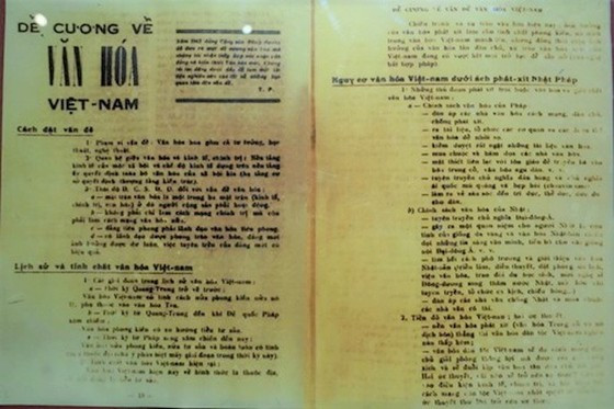 Bản “Đề cương về Văn hóa Việt Nam” cách nay 80 năm. Nguồn: baotanglichsu.vn Bản “Đề cương về Văn hóa Việt Nam” cách nay 80 năm. Nguồn: baotanglichsu.vn
