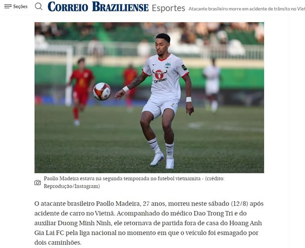 Tờ Correio Braziliense của Brazil đưa tin về vụ tai nạn kèm hình ảnh của Paollo Madeira Tờ Correio Braziliense của Brazil đưa tin về vụ tai nạn kèm hình ảnh của Paollo Madeira