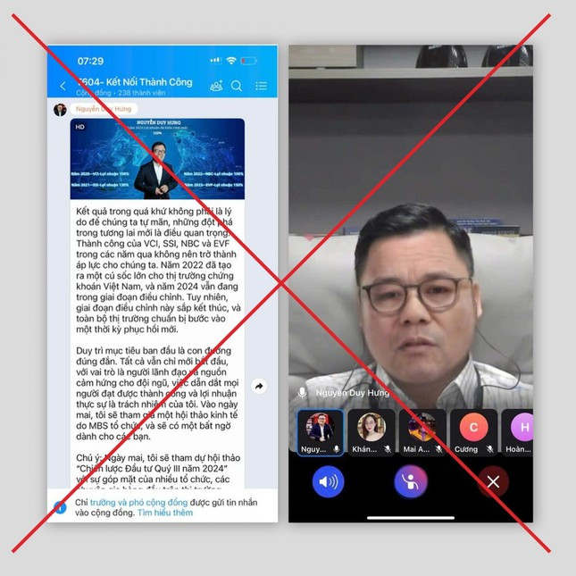 Hình ảnh giả mạo ông Nguyễn Duy Hưng - Chủ tịch Công ty CP Chứng khoán SSI. Hình ảnh giả mạo ông Nguyễn Duy Hưng - Chủ tịch Công ty CP Chứng khoán SSI.