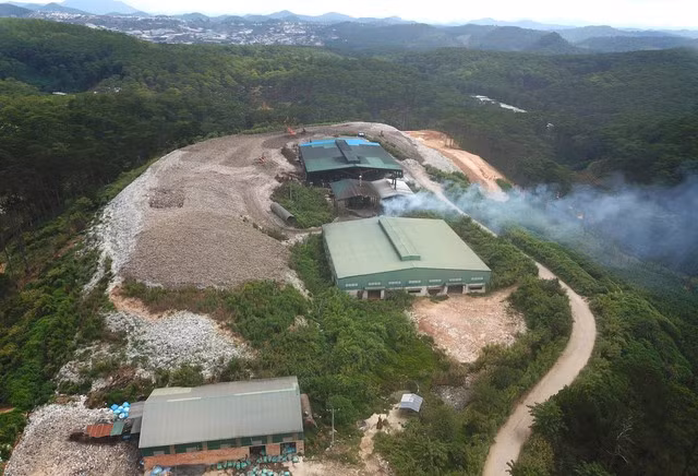 Toàn cảnh Nhà máy xử lý chất thải rắn Xuân Trường của Công ty TNHH Môi trường Năng Lượng Xanh.