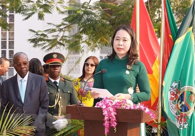 Phó Chủ tịch nước Võ Thị Ánh Xuân phát biểu tại lễ khai trương. (Ảnh: Lâm Khánh/TTXVN)