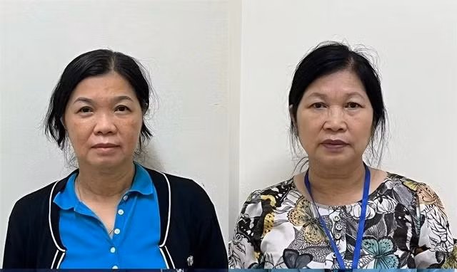 Các bị can Đinh Thị Mộng Thanh và Nguyễn Thị Hiệu. Ảnh: BCA