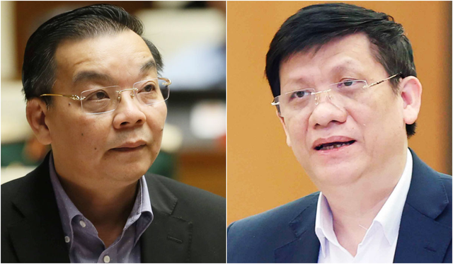 2 cựu bộ trưởng Nguyễn Thanh Long (phải) và Chu Ngọc Anh. Ảnh: Ngọc Thắng