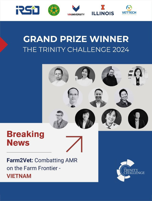 Farm2Vet được trao giải nhất trong cuộc thi The Trinity Challenge 2024, phần thưởng là khoản tài trợ 1 triệu bảng Anh để triển khai dự án khoa học. THE TRINITY CHALLENGE