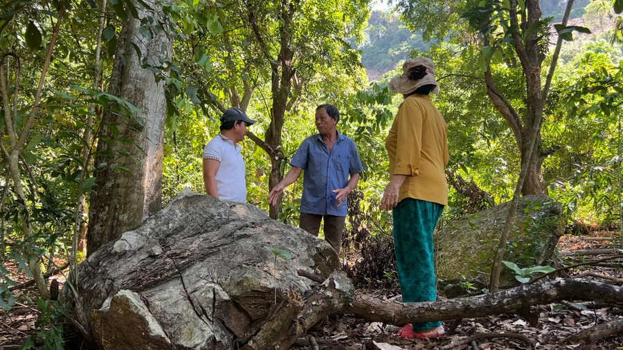 Tảng đá lớn lăn xuống nhà ông Thắng.
