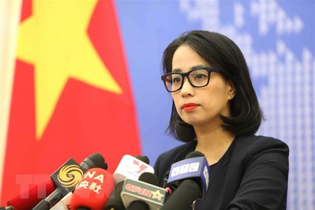 Người Phát ngôn Bộ Ngoại giao Phạm Thu Hằng chủ trì họp báo thường kỳ tháng 7. (Ảnh: An Đăng/TTXVN) Người Phát ngôn Bộ Ngoại giao Phạm Thu Hằng chủ trì họp báo thường kỳ tháng 7. (Ảnh: An Đăng/TTXVN)