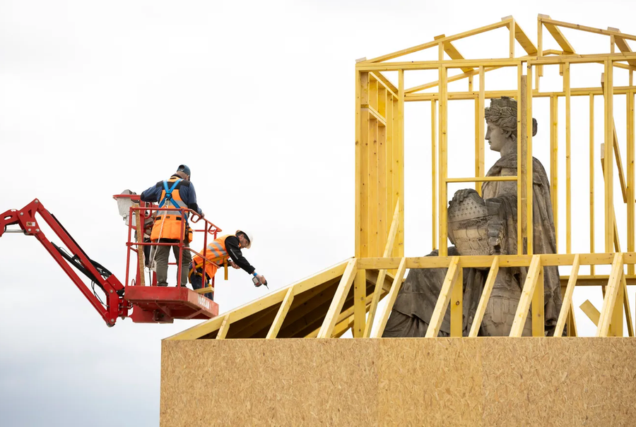 Chuẩn bị cho Olympic Paris 2024 tại quảng trường Place de la Concorde. Ảnh: Getty Images Chuẩn bị cho Olympic Paris 2024 tại quảng trường Place de la Concorde. Ảnh: Getty Images