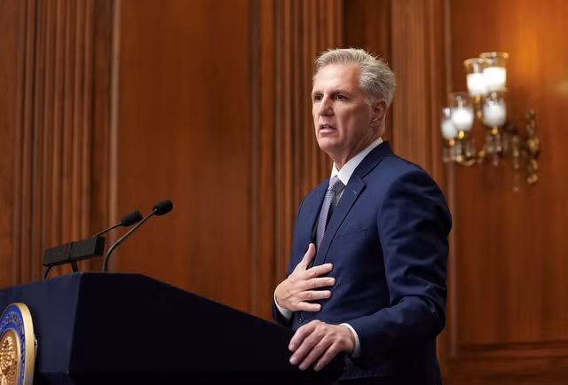 Ông McCarthy phát biểu tại Điện Capitol hôm 9.10. Ảnh: REUTERS