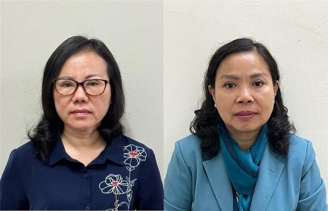 Các bị can Trương Thị Thu Hương và Võ Thị Kim Loan. Ảnh: BCA