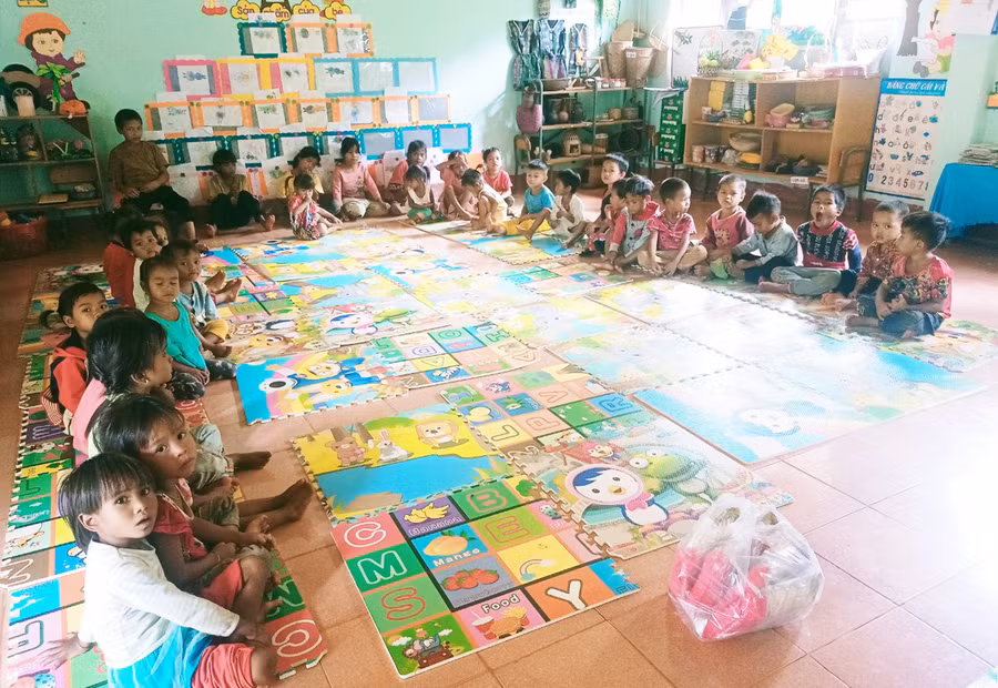 Lớp mầm non ở làng Chợch, xã Lơ Ku, huyện Kbang. Ảnh: B.H