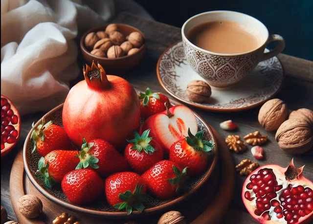 Ăn quả lựu và một số loại trái cây, quả hạch khác giúp cơ thể bạn sản sinh nhiều Urolithin A - Ảnh AI: Anh Thư