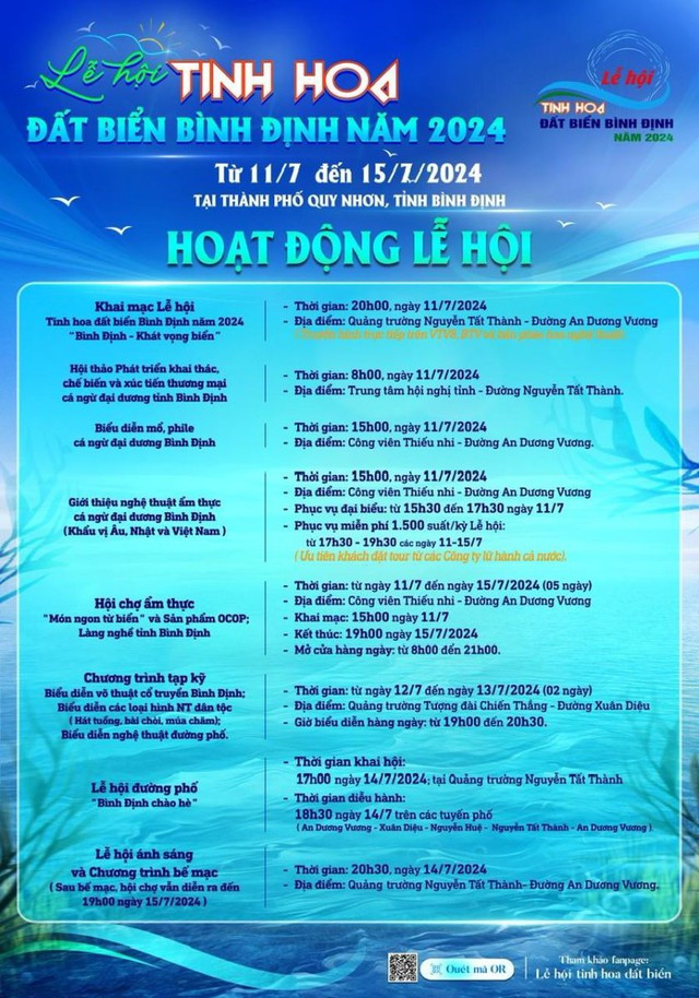 Các hoạt động diễn ra xuyên suốt trong lễ hội tinh hoa đất biển Bình Định năm 2024