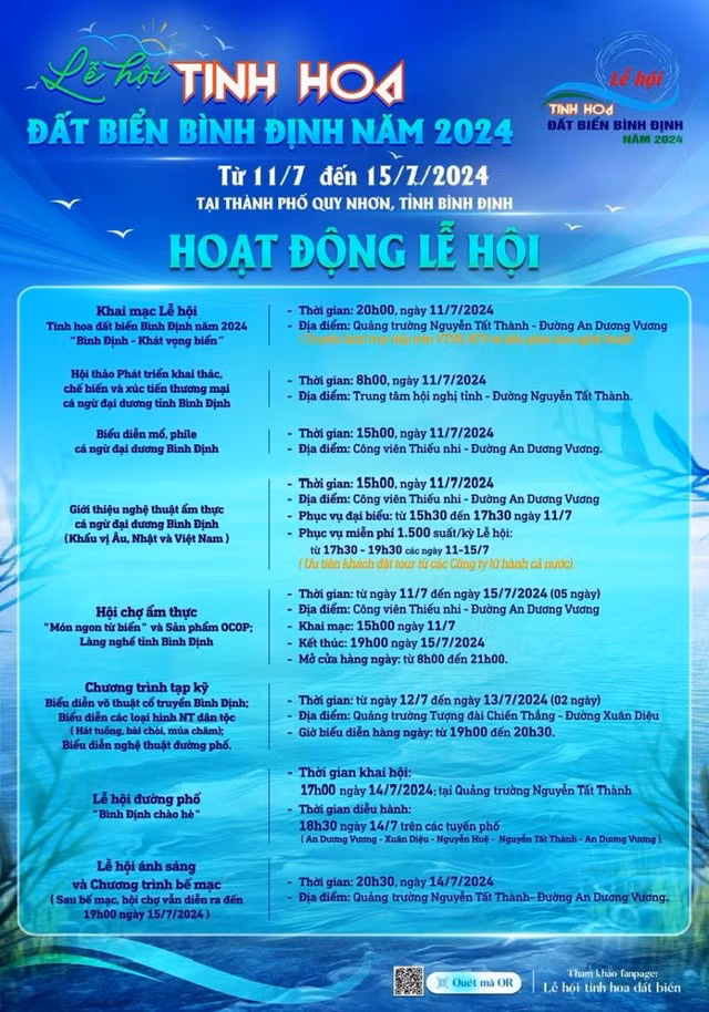 Các hoạt động diễn ra xuyên suốt trong lễ hội tinh hoa đất biển Bình Định năm 2024 Các hoạt động diễn ra xuyên suốt trong lễ hội tinh hoa đất biển Bình Định năm 2024