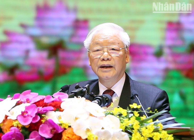 Tổng Bí thư Nguyễn Phú Trọng phát biểu tại lễ kỷ niệm. (Ảnh: VIẾT CHUNG - ĐĂNG ANH/Nguồn NDO) Tổng Bí thư Nguyễn Phú Trọng phát biểu tại lễ kỷ niệm. (Ảnh: VIẾT CHUNG - ĐĂNG ANH/Nguồn NDO)