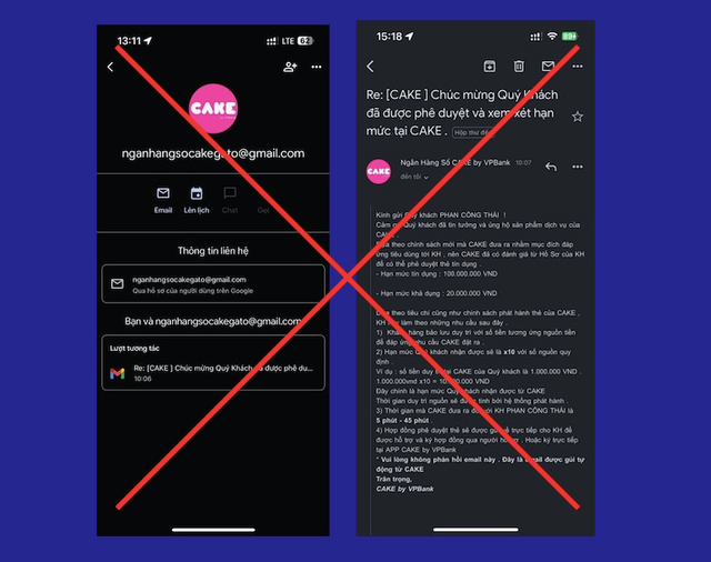 Email mạo danh Cake by VPBank nhằm đánh cắp tài khoản của khách hàng Email mạo danh Cake by VPBank nhằm đánh cắp tài khoản của khách hàng