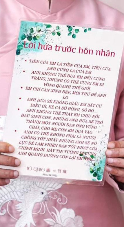 Những lời hứa dễ thương của các cặp đôi yêu nhau - Ảnh 1. Những lời hứa của Hồ Quang Hiếu với vợ sắp cưới. CHỤP MÀN HÌNH