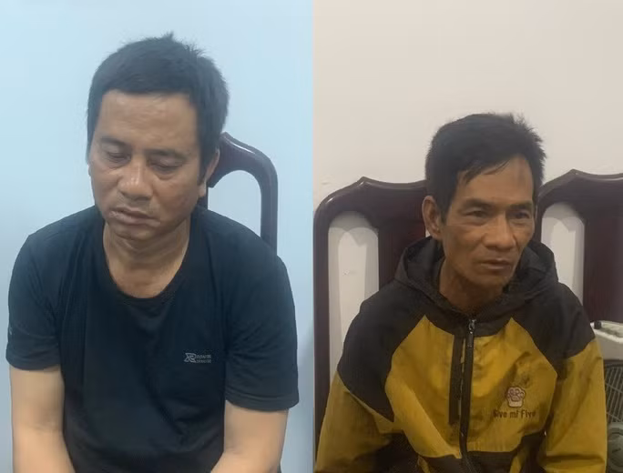 Đối tượng Nay Tam (áo xanh) và Nay Yên (áo vàng) khi bị bắt giữ