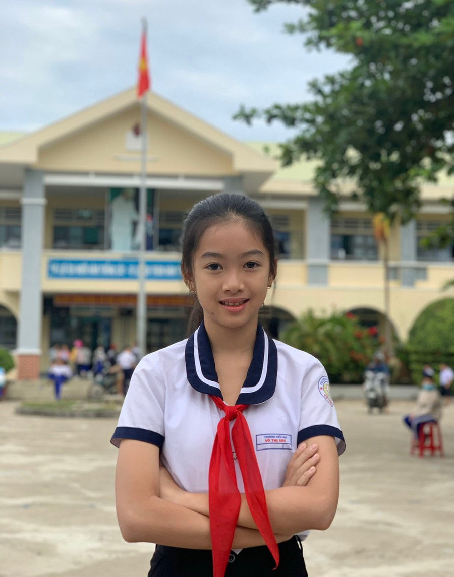 Nhờ tham gia các cuộc thi, Khả Hân rèn luyện cho mình sự tự tin, khả năng thuyết trình, làm chủ sân khấu và vốn kiến thức dày dặn. Ảnh: Vũ Chi