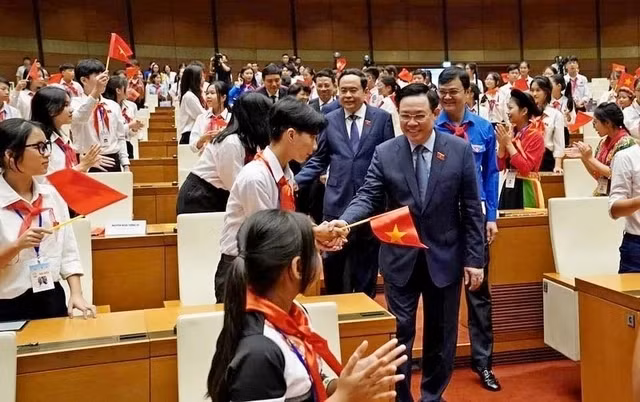 Phiên họp giả định Quốc hội trẻ em được sự đánh giá cao của lãnh đạo Đảng, Nhà nước. Ảnh: BẢO ANH