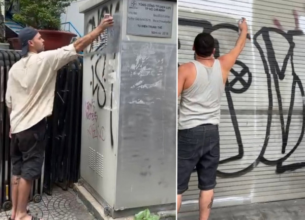 2 người nước ngoài vẽ bậy bị trục xuất khỏi Việt Nam.