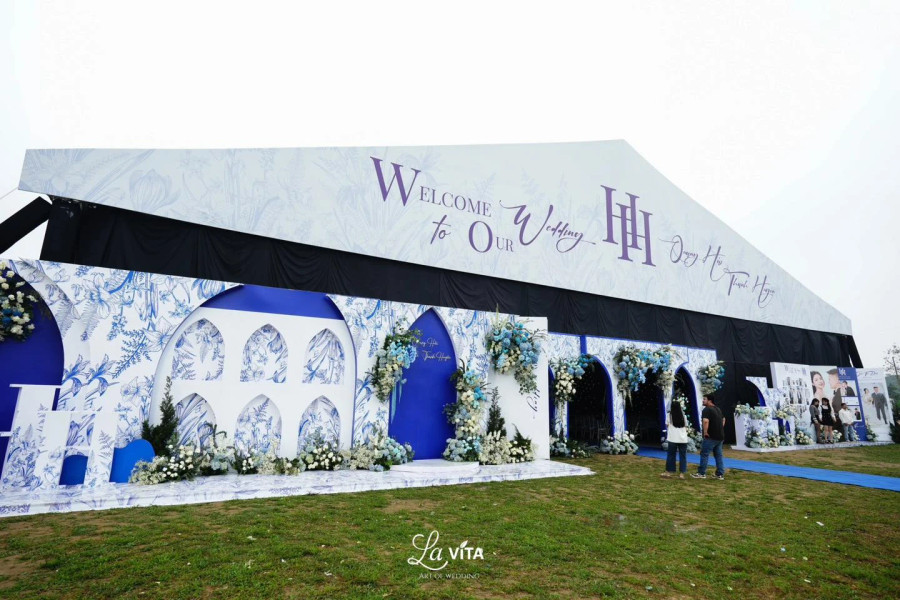 Nơi diễn ra tiệc cưới của Quang Hải và Thanh Huyền ở quê nhà của ngôi sao Quang Hải (Đông Anh, Hà Nội).