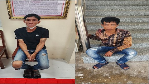 Các đối tượng Lý Minh Chánh (trái), Nguyễn Quốc Thanh (phải) tại cơ quan công an. Các đối tượng Lý Minh Chánh (trái), Nguyễn Quốc Thanh (phải) tại cơ quan công an.