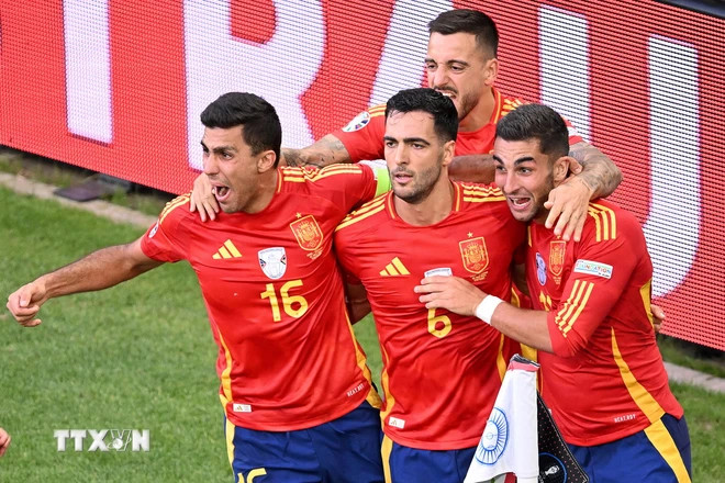 Tây Ban Nha đang là đội được đánh giá cao nhất cho chức vô địch EURO 2024. (Ảnh:AFP/TTXVN) Tây Ban Nha đang là đội được đánh giá cao nhất cho chức vô địch EURO 2024. (Ảnh:AFP/TTXVN)