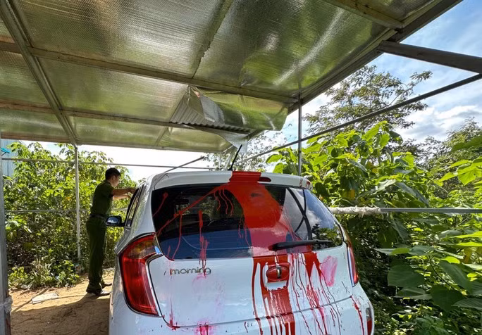 Chiếc xe của gia đình phóng viên T. bị tạt sơn