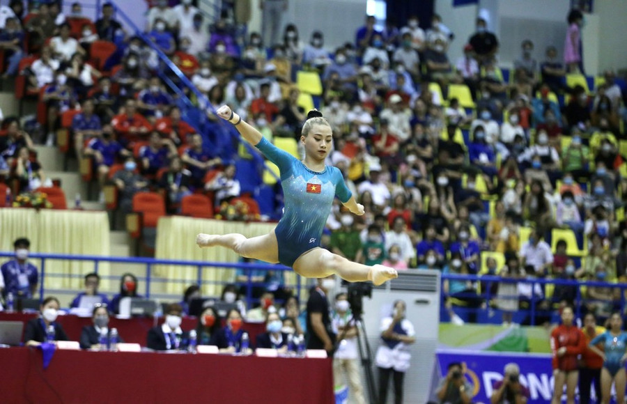 Phạm Như Phương hiện là Vận động viên trẻ, có trình độ chuyên môn khá tốt tại Đội tuyển Thể dục Dụng cụ Nữ Quốc gia. (Ảnh: TTXVN)