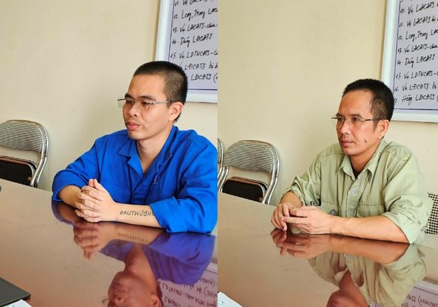 Khởi tố, bắt giam 2 bị can phát tán tin nhắn đánh bạc, mại dâm qua mạng - Ảnh 1. Trương Văn Bằng và Vũ Văn Đại tại cơ quan công an. CÔNG AN CUNG CẤP