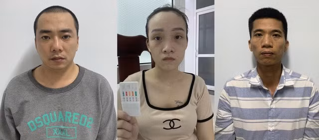 Ba đối tượng Nguyễn Đức Lợi, Nguyễn Thị Phương Linh và Đoàn Duy Phú (từ trái qua) tại cơ quan Công an (ảnh Công an cung cấp)