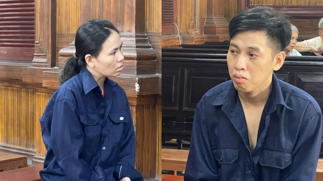 Hai bị cáo tại phiên xét xử.