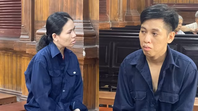 Hai bị cáo tại phiên xét xử.