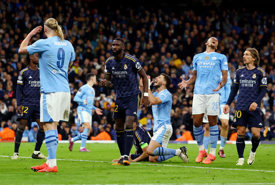 Man City trở thành cựu vô địch sau trận thua Real Madrid ở “chung kết sớm”. Ảnh: REUTERS Man City trở thành cựu vô địch sau trận thua Real Madrid ở “chung kết sớm”. Ảnh: REUTERS