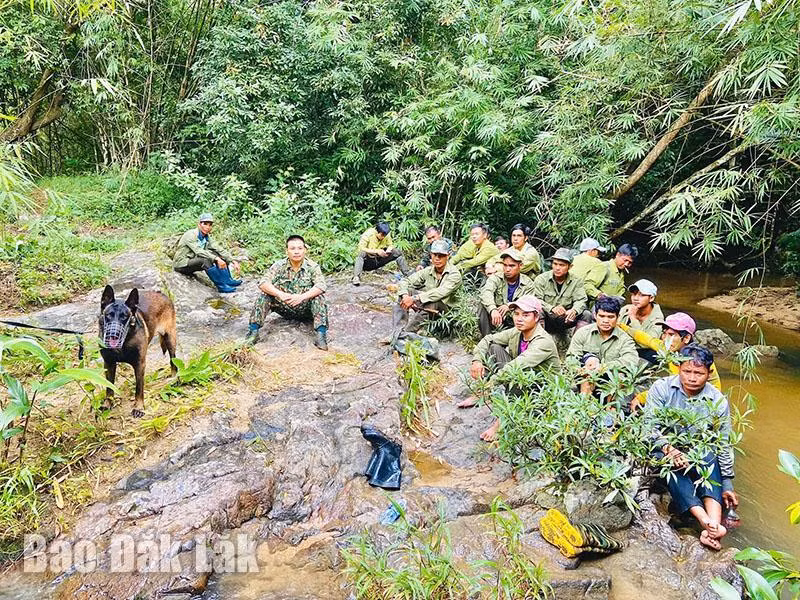 Phút nghỉ ngơi của lực lượng quản lý, bảo vệ rừng Vườn Quốc gia Chư Yang Sin.