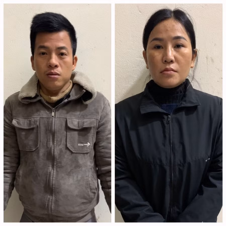 Các đối tượng Từ Công Nguyên và Đặng Hoàng Bích Ân tại cơ quan Công an