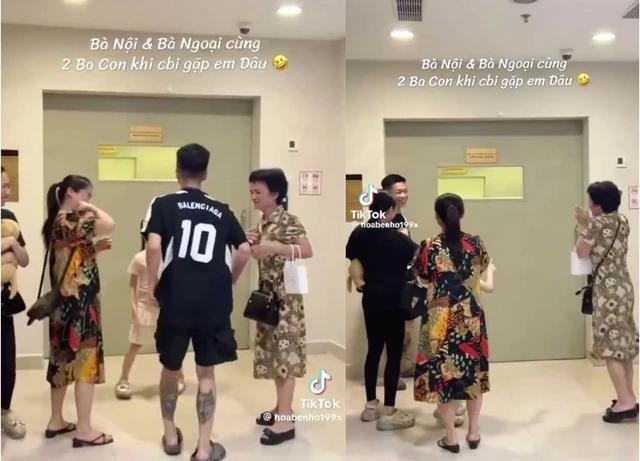 Khoảnh khắc mẹ chồng, mẹ ruột và chồng chị Hoa hồi hộp chờ ngoài phòng sinh gây &quot;sốt&quot; mạng. CHỤP MÀN HÌNH