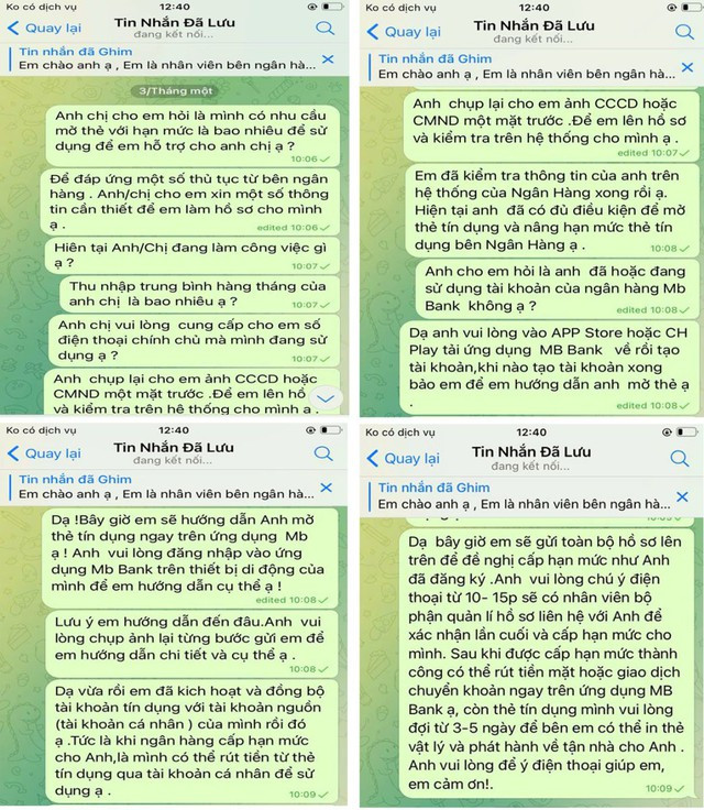 Tin nhắn soạn sẵn để mời chào, dẫn dụ người dùng được các đối tượng lưu giữ để thực hiện hành vi phạm tội. Ảnh: Công an Thanh Hóa